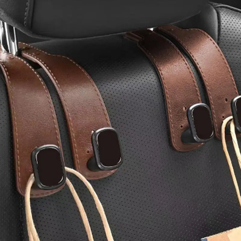 2-in-1 PU Leather Car Headrest Hook for Bags & Purses