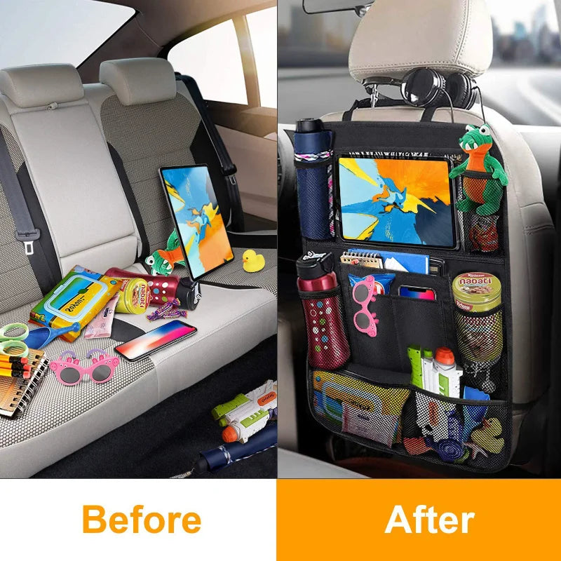 Car Backseat Organiser with Tablet Holder & Storage Pockets