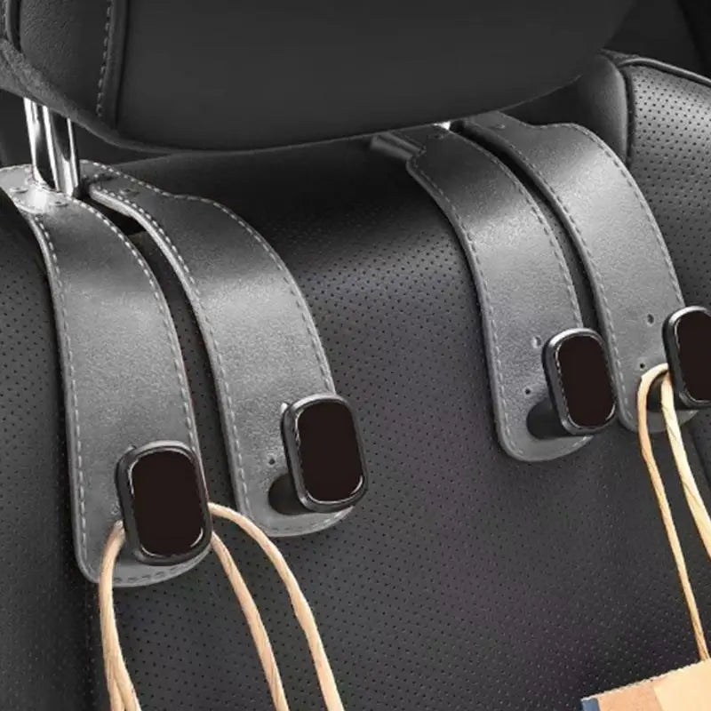 2-in-1 PU Leather Car Headrest Hook for Bags & Purses