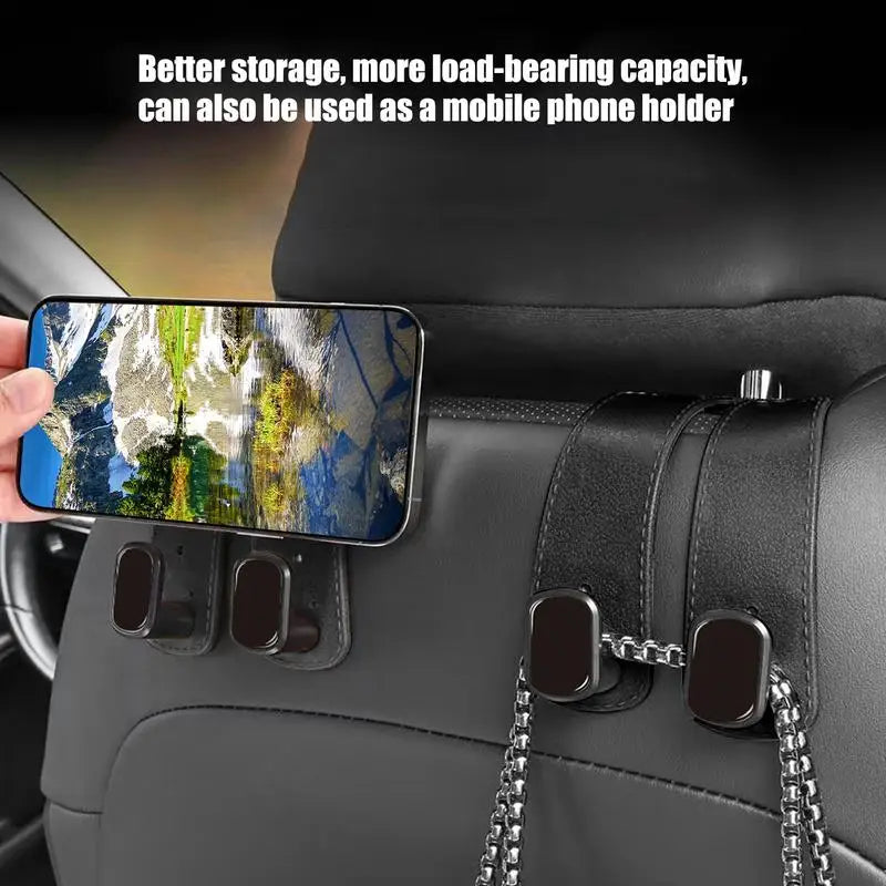 2-in-1 PU Leather Car Headrest Hook for Bags & Purses