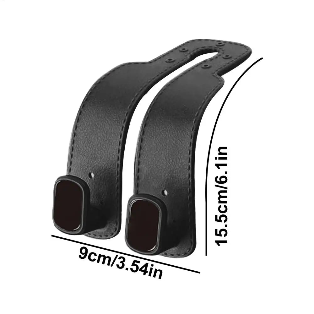 2-in-1 PU Leather Car Headrest Hook for Bags & Purses