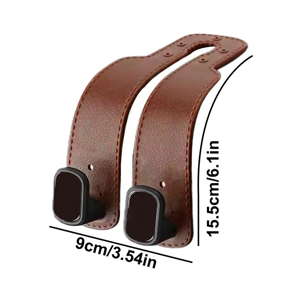 2-in-1 PU Leather Car Headrest Hook for Bags & Purses